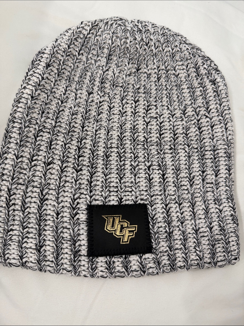 Love Your Melon Black & Cream Beanie with Black & Gold UCF Knights Logo Patch